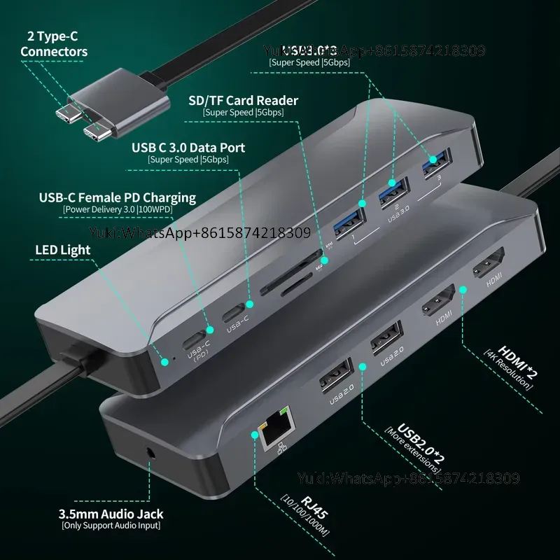 Usb C Hub - 핫세일 듀얼 디스플레이 화면 타입 C
