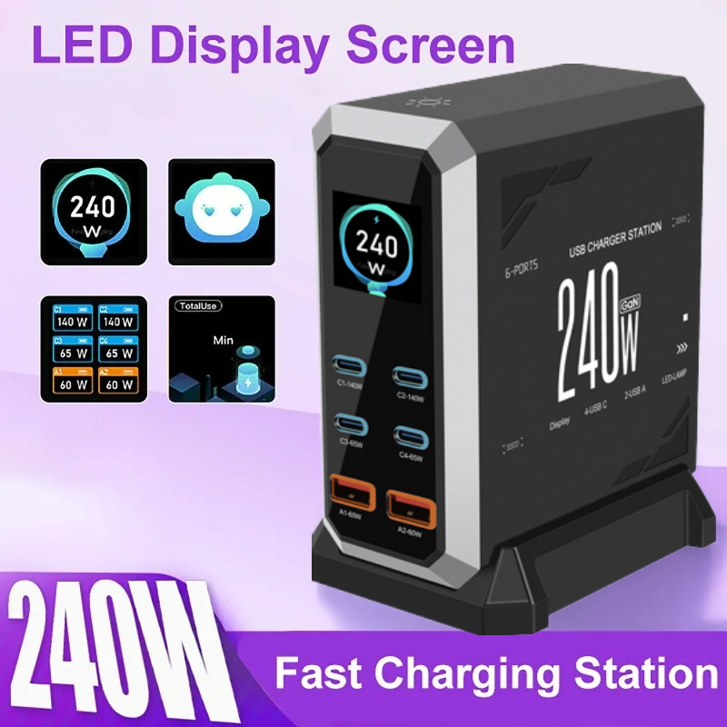 Laptop Charger - 새로운 2026 240W GaN 충전기 6-in-1