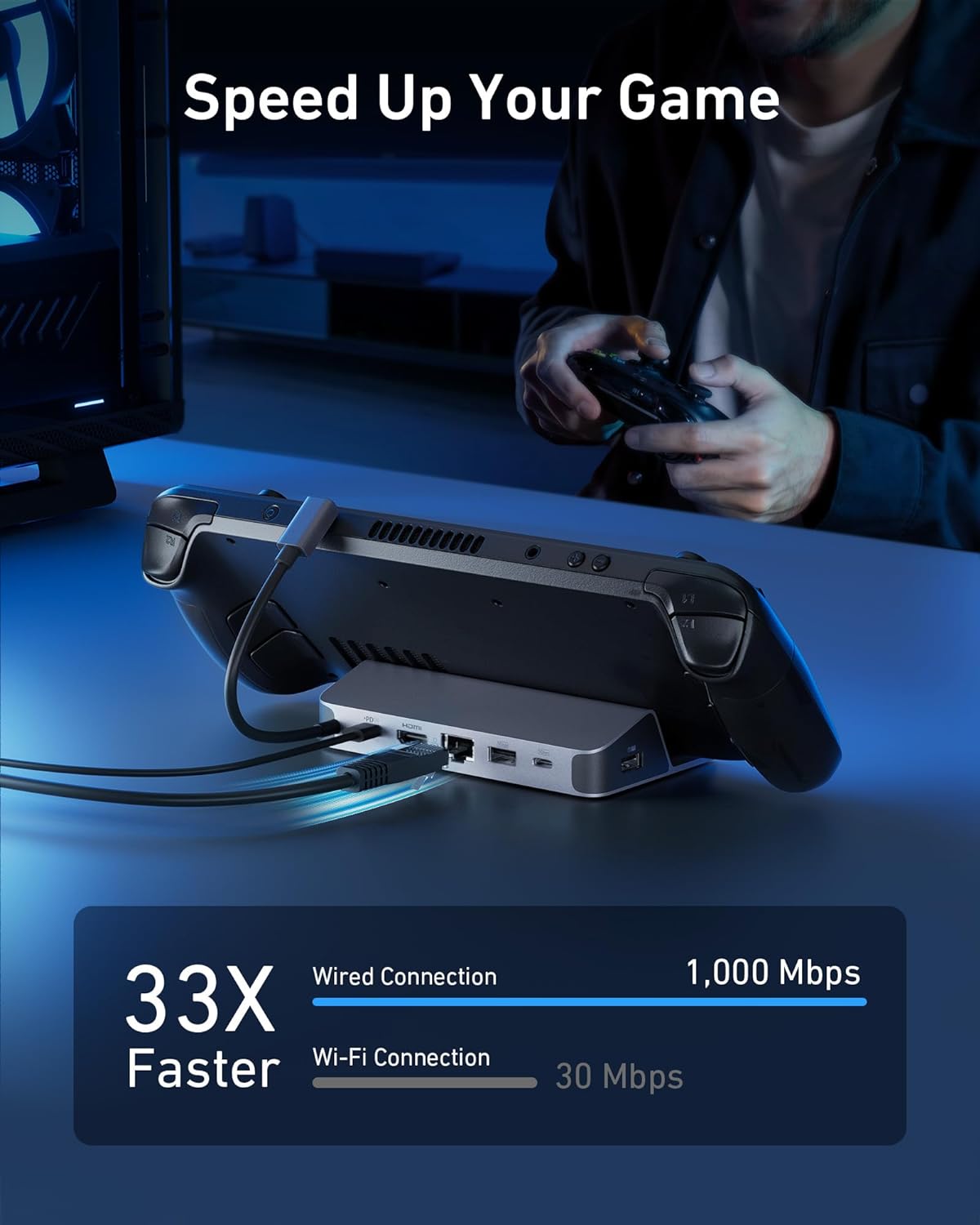 Usb C Hub - 스팀덱/ROG Ally용 앵커 충전 스테이션, 6-in-1