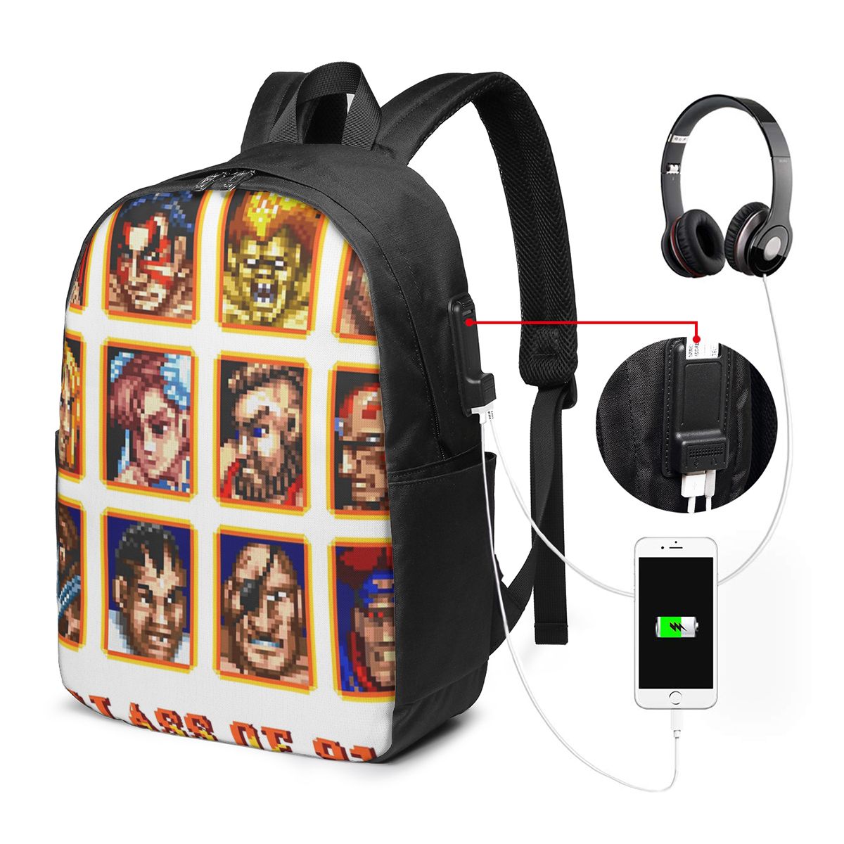 Laptop Bag - 디패티드 포트레이트 슈퍼 스트리트 파이터 백팩