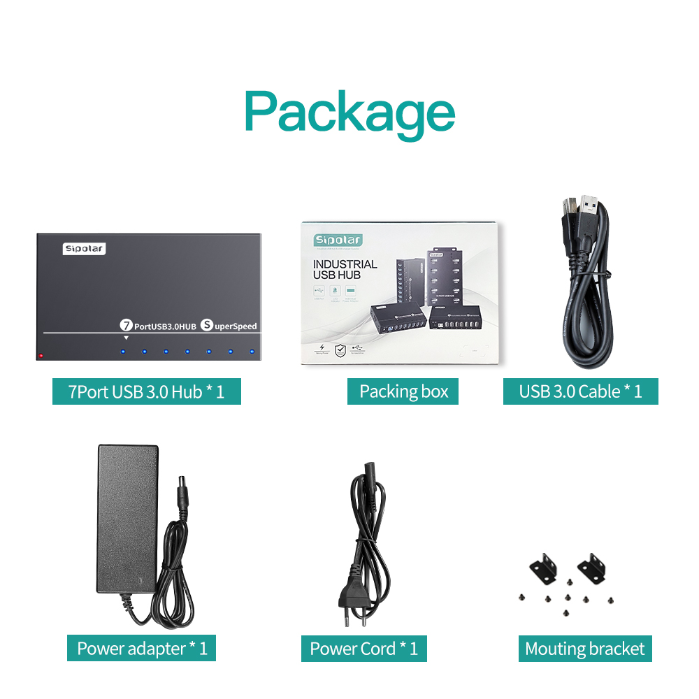 Usb Hub - A173 7 포트 USB3.0 금속 산업용