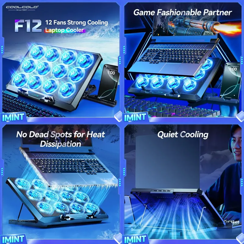 Laptop Stand - COOLCOLD 노트북 쿨링 패드(12개의 저소음 팬