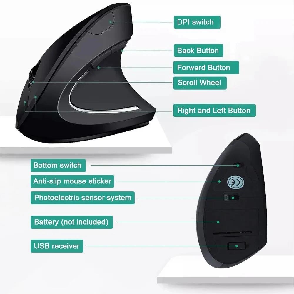 수직 마우스 인체 공학적 마우스 USB 2.4GHz 무 - Laptop Mouse 리뷰 및 가격