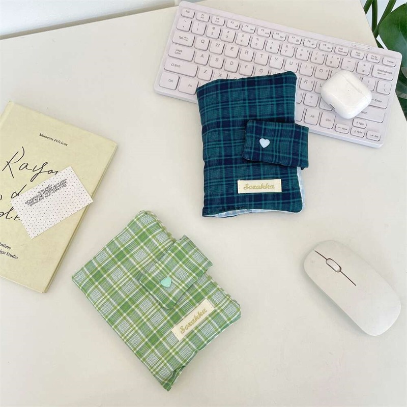 녹색과 흰색 격자무늬가 있는 수제 제본용 천 커버, 한 - Laptop Sleeve 리뷰 및 가격