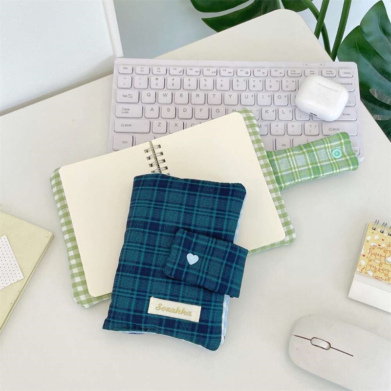 녹색과 흰색 격자무늬가 있는 수제 제본용 천 커버, 한 - Laptop Sleeve 리뷰 및 가격