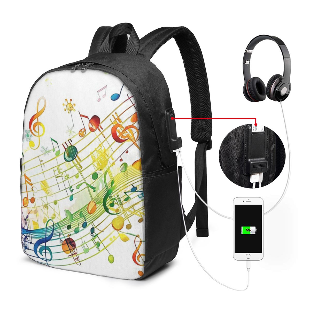 음악 노트가 있는 추상적인 피아노 건반 배낭 여행용 노 - Laptop Bag 리뷰 및 가격