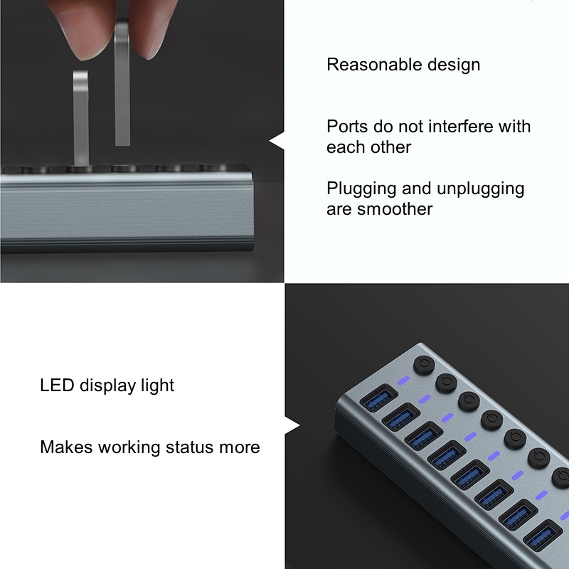 USB 3.0 허브, 10개의 포트를 지원하며 고속 데 - Usb Hub 리뷰 및 가격