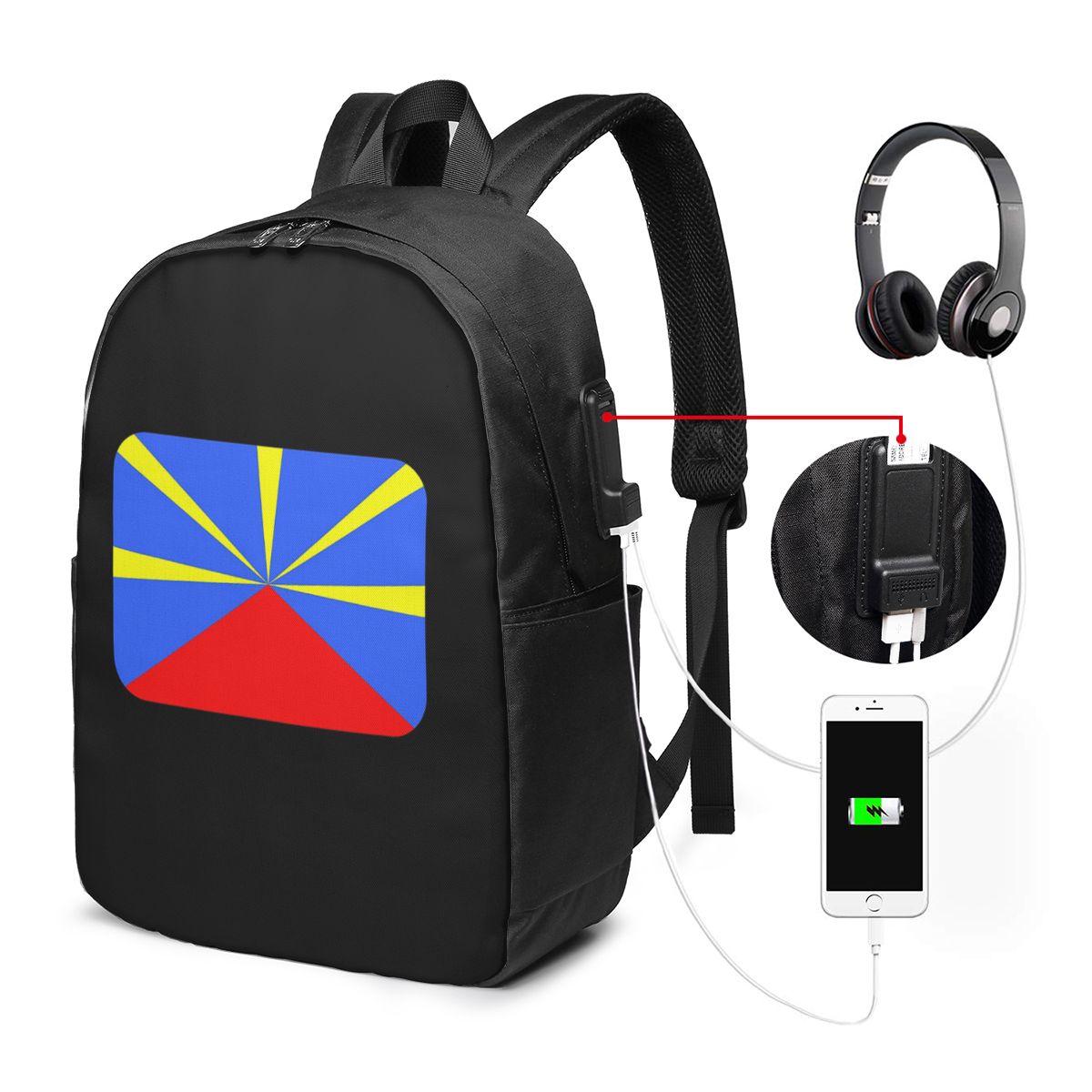 974 레위니옹 섬 국기 배낭 여행 노트북 가방 컴퓨터 - Laptop Bag 리뷰 및 가격